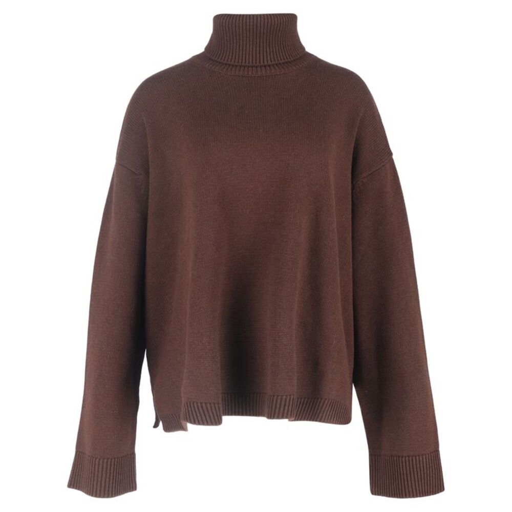 The Frankie Shop Rhea Turtleneck Sweater in Brown Wool